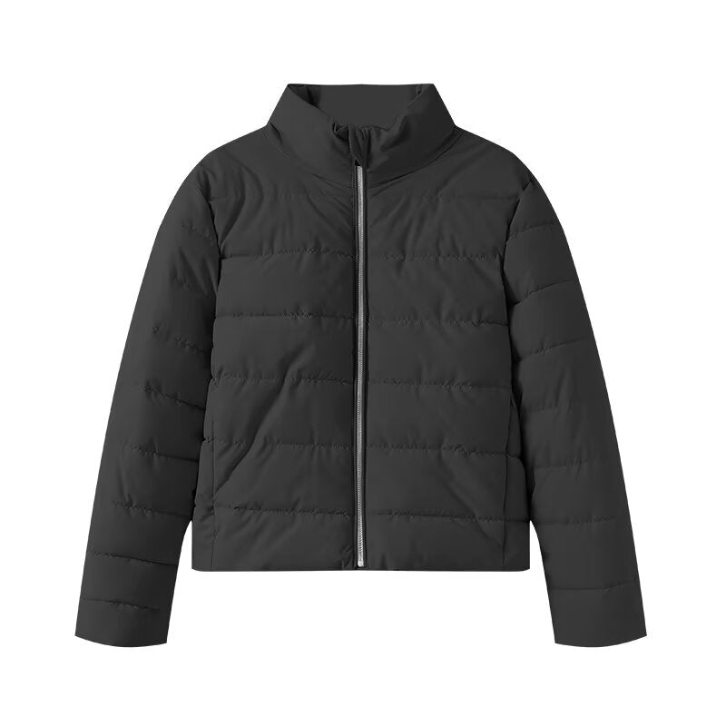 Women's New Fashion Casual Zipper Short Cotton-padded Jacket Coat Retro Long Sleeve Women's Casual Cotton-padded Jacket.
