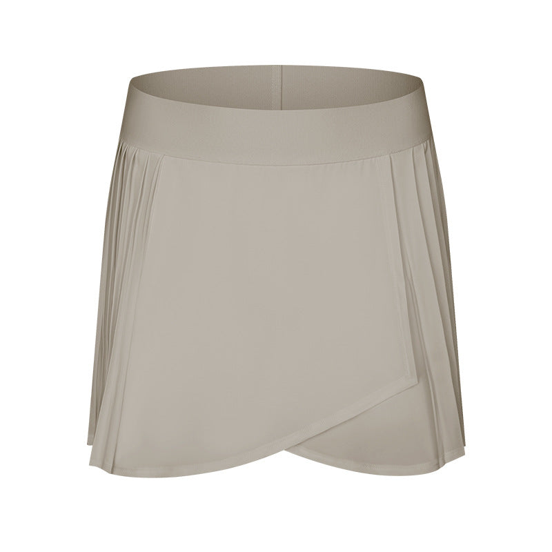 Women's New Fashion Joker Ice Fold Split Sports Pant Comes with Lining Anti-exposure Sports Yoga Skirt.