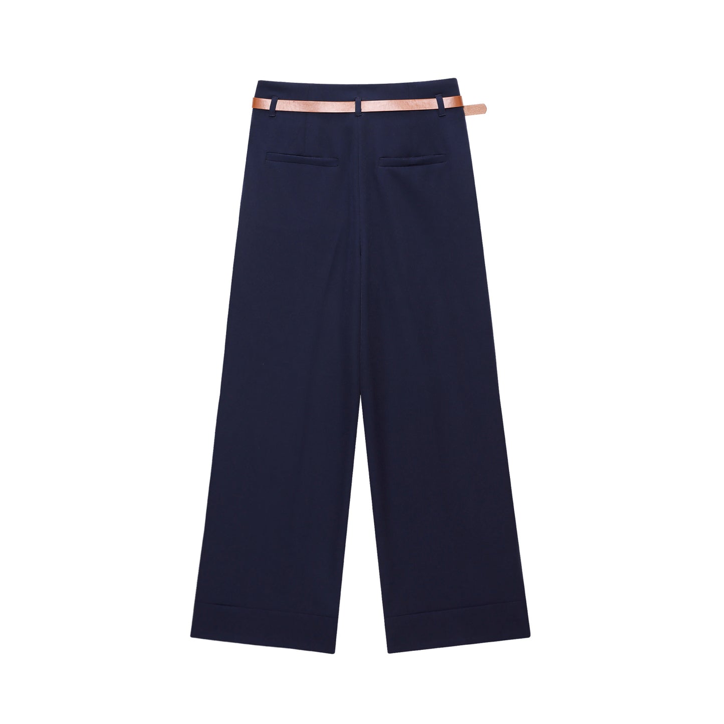 Women's 2025 fashion trousers with waistbands and hemmed legs.