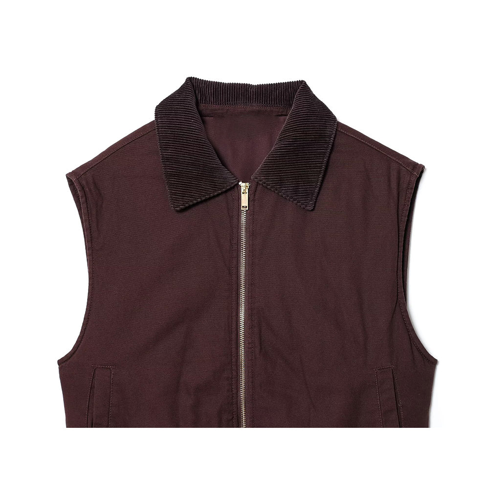 Women's new fashion corduroy collar design sleeveless zipper vest