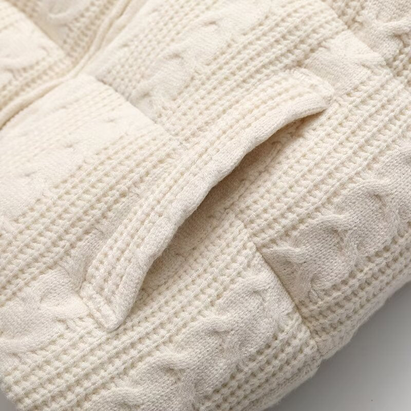 Women's Fashion Chic Temperament Joker Three Salad Chain Knitted Cotton-padded Vest Jacket Retro Sleeveless Pocket Women's Vest
