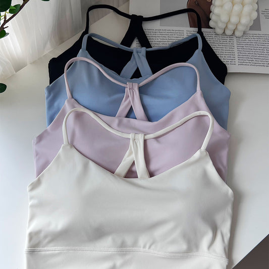 Women's New Fashion Cross-sports Bra High-elastic Fabric Fixed Cup Pinhole Three-dimensional Cup Vent Vest