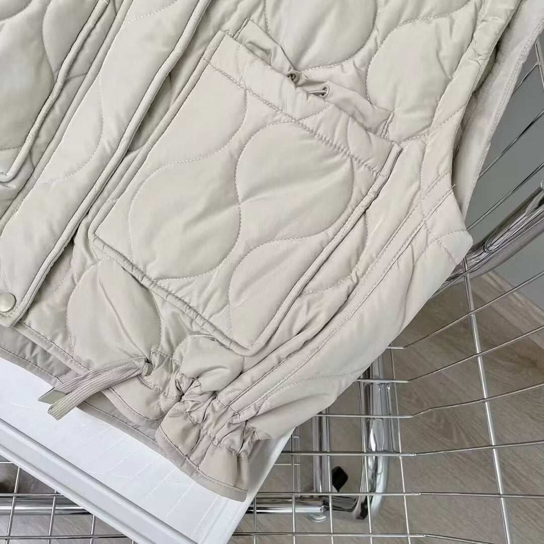 Women's sleeveless loose standing collar cotton vest