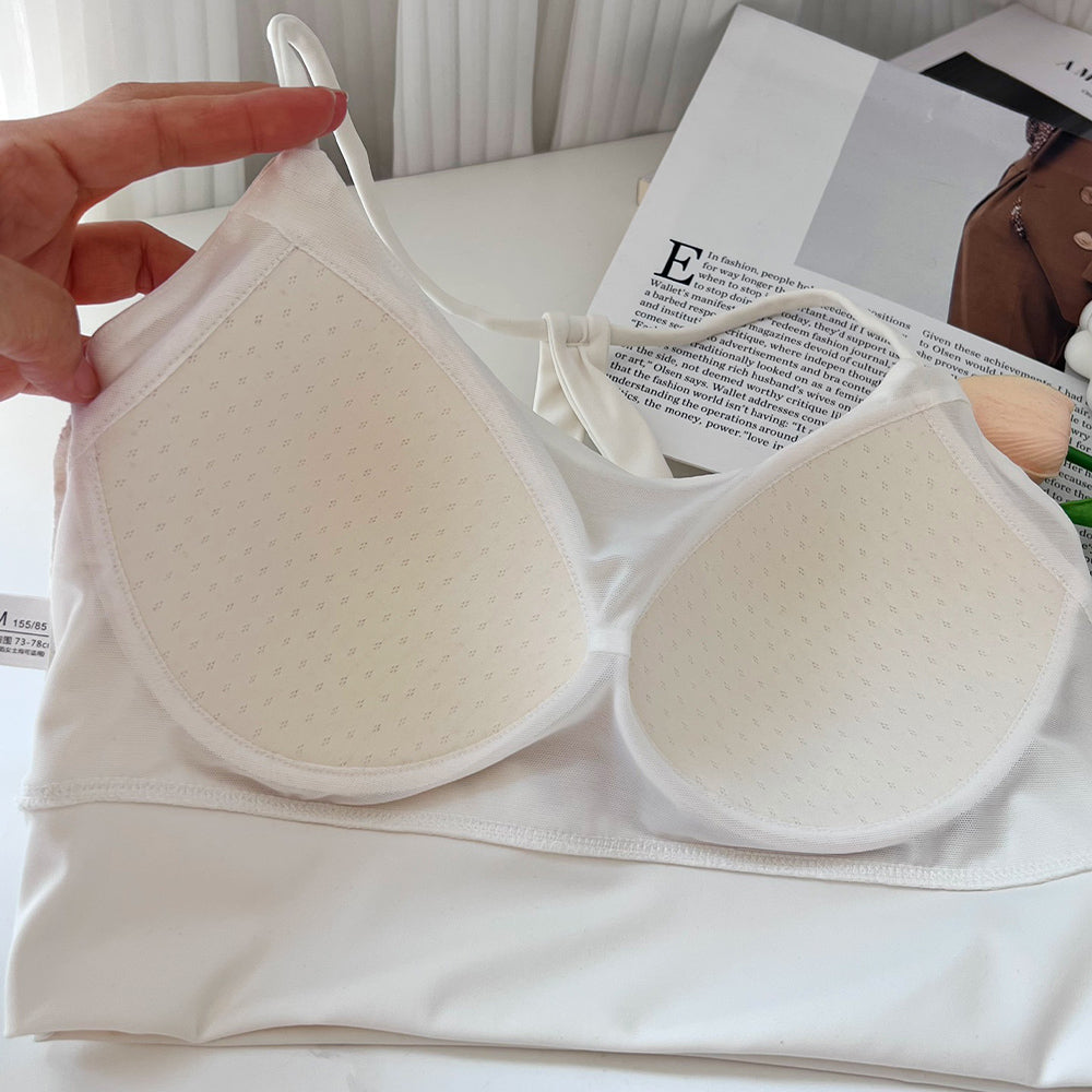 Women's New Fashion Cross-sports Bra High-elastic Fabric Fixed Cup Pinhole Three-dimensional Cup Vent Vest