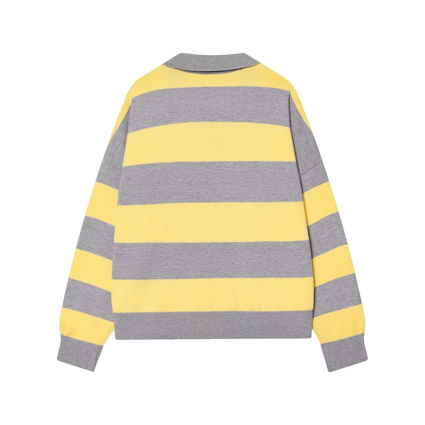 Women's casual soft texture striped knitted polo shirt