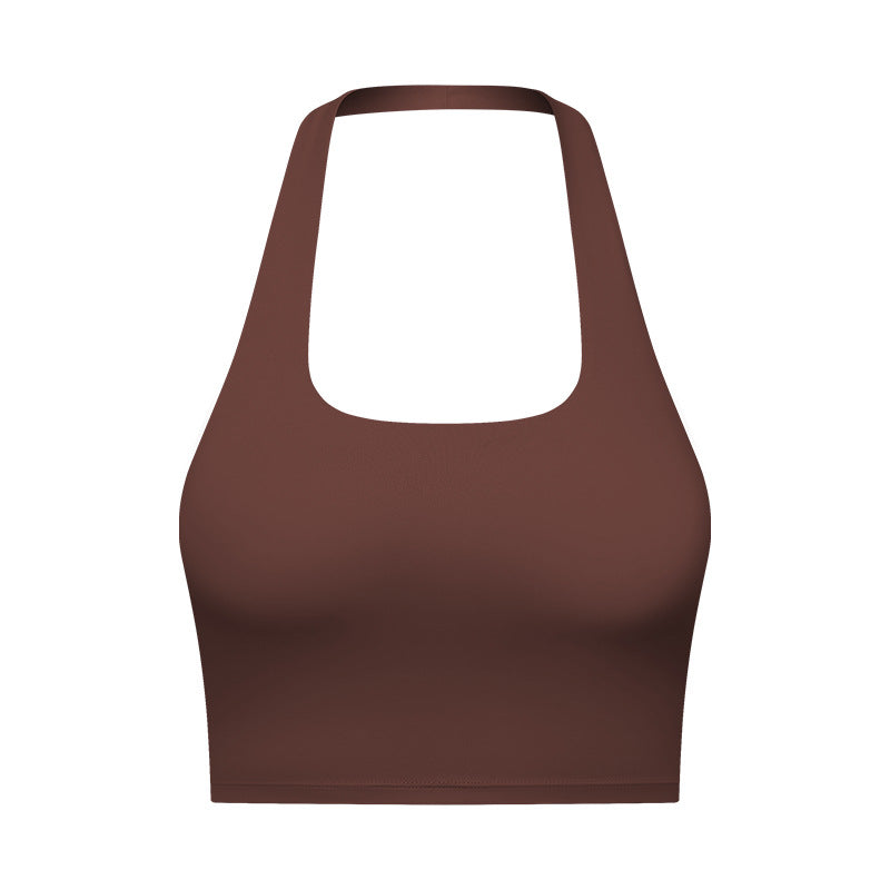 Women's Fashion Hanging Neck Tube Top Type Beautiful Back Sports Bra Folding Movement Bra