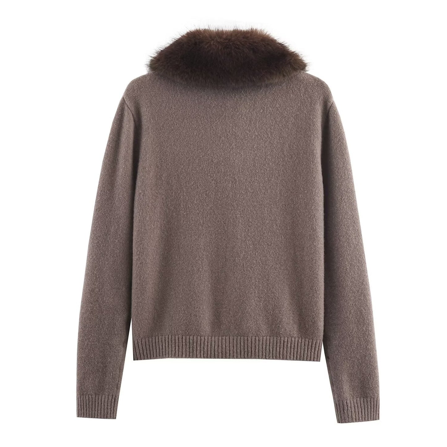 Women's new faux fur effect lapel knitted Coat