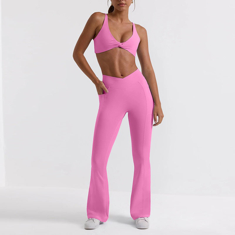 Sports Fitness Set Yoga Flared Pants Bra Two-piece Set