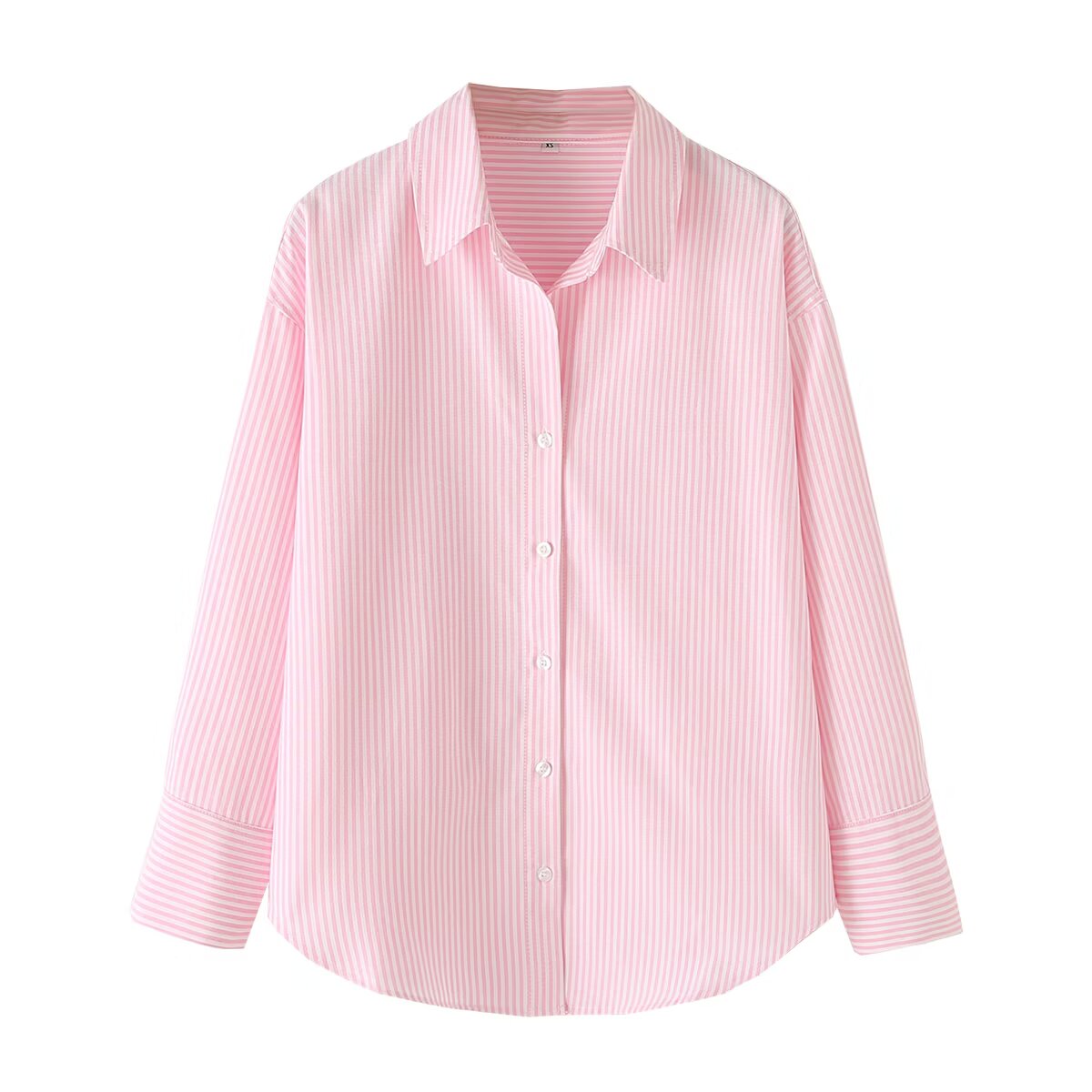 Women's new fashion loose printed striped shirt casual comfortable poplin shirt retro long sleeved button up women's shirt chic top