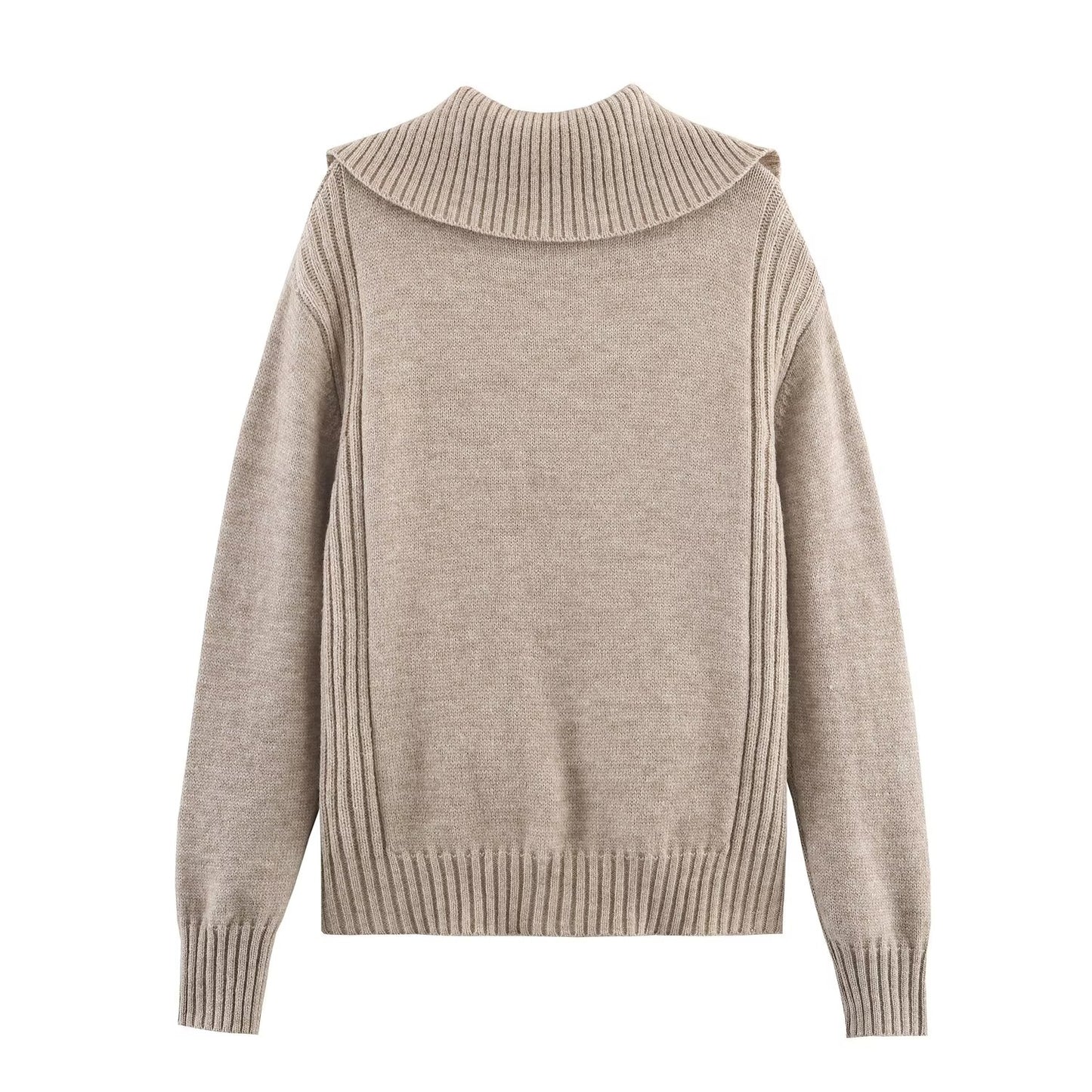 Women's new fashion ribbed trimmed loose knitted Coat