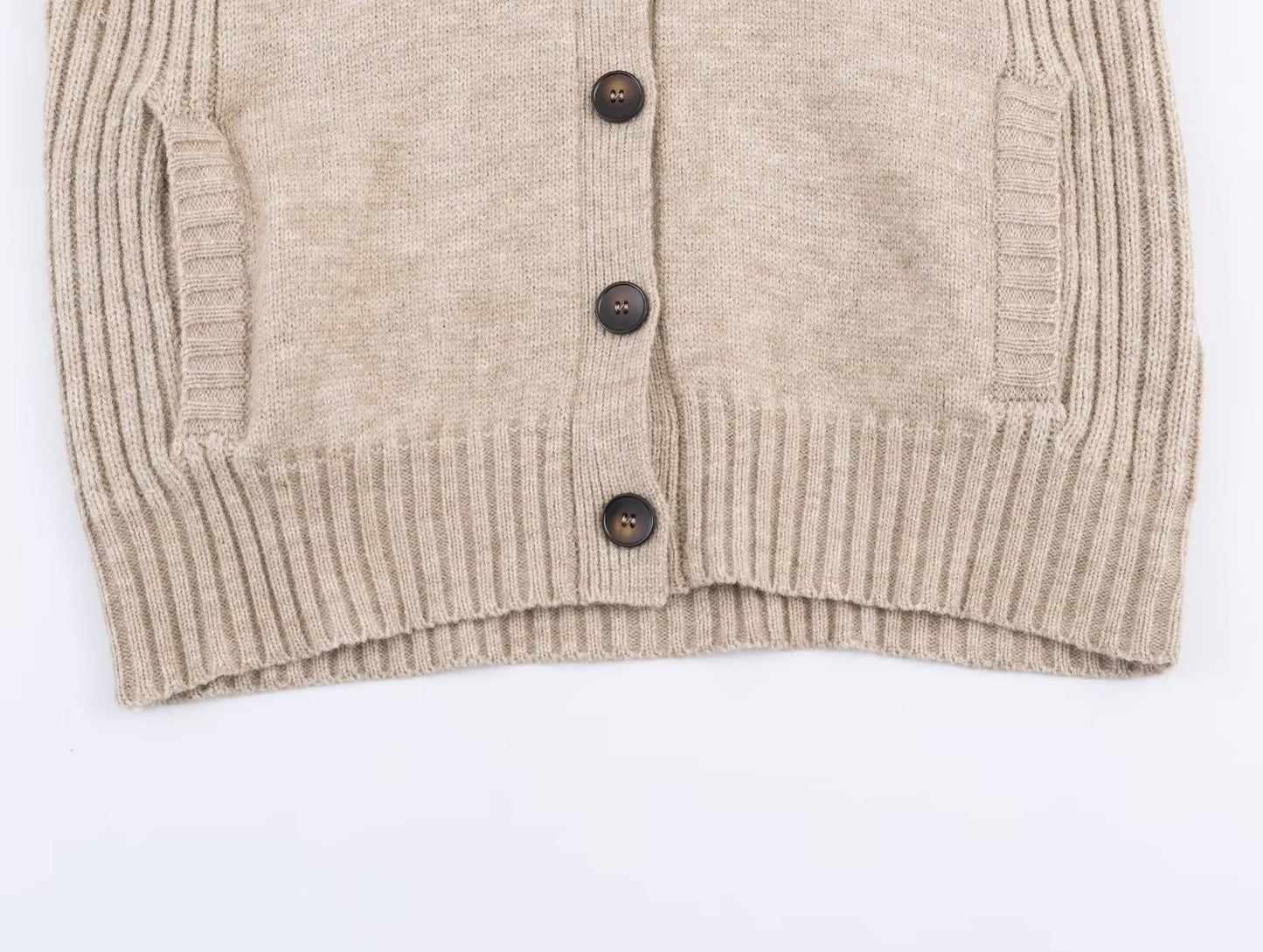 Women's new fashion ribbed trimmed loose knitted Coat