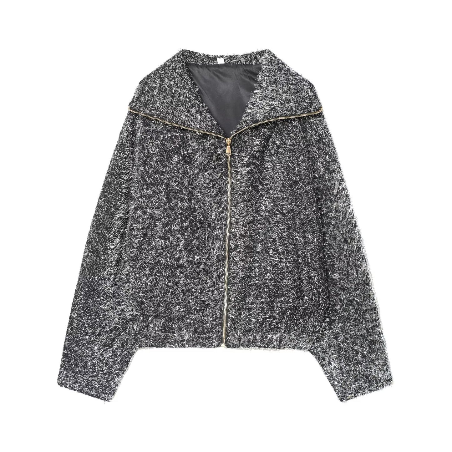 Women's lapel metallic line pilot jacket Coat