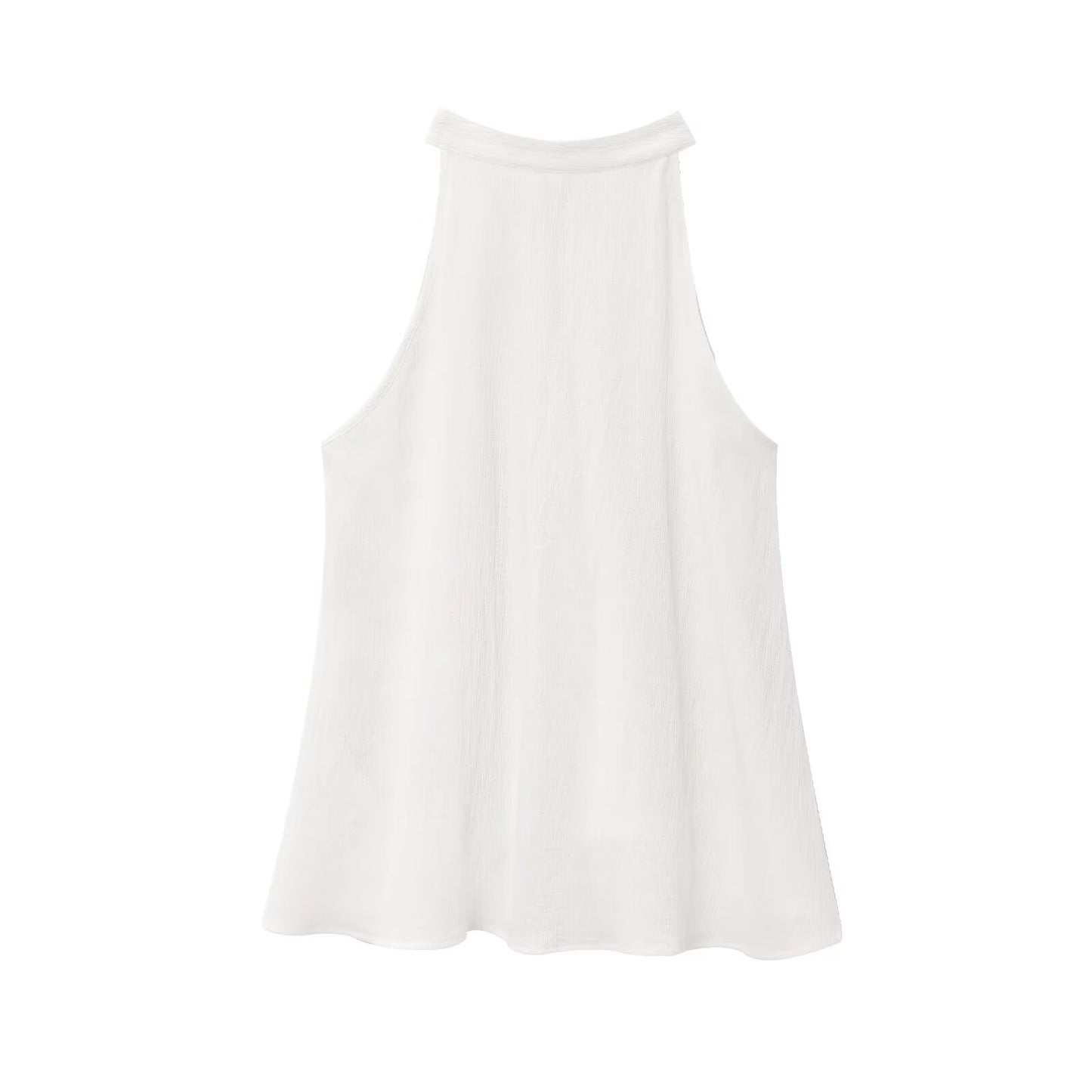 Women's new fashion bow decoration sleeveless linen blend hanging neck top+Skirts Women's suit
