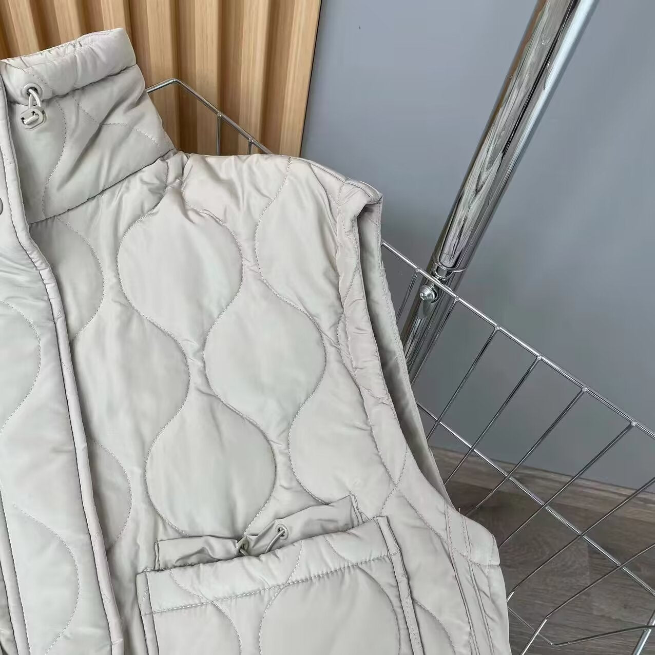 Women's sleeveless loose standing collar cotton vest