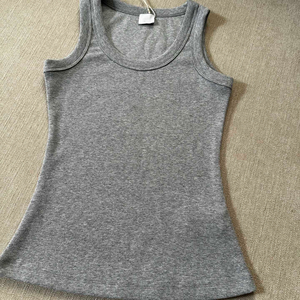 Women's New Fashion Casual Joker Slim Elastic Thread Short Vest Sports Yoga Inside.