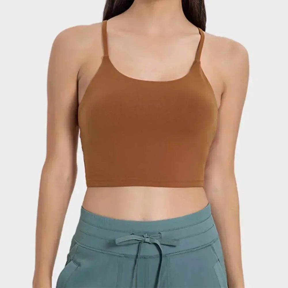 Summer New Sports Yoga Vest Women With Chest Pad Thin Belt Back Fitness Top Sling Yoga Clothes.