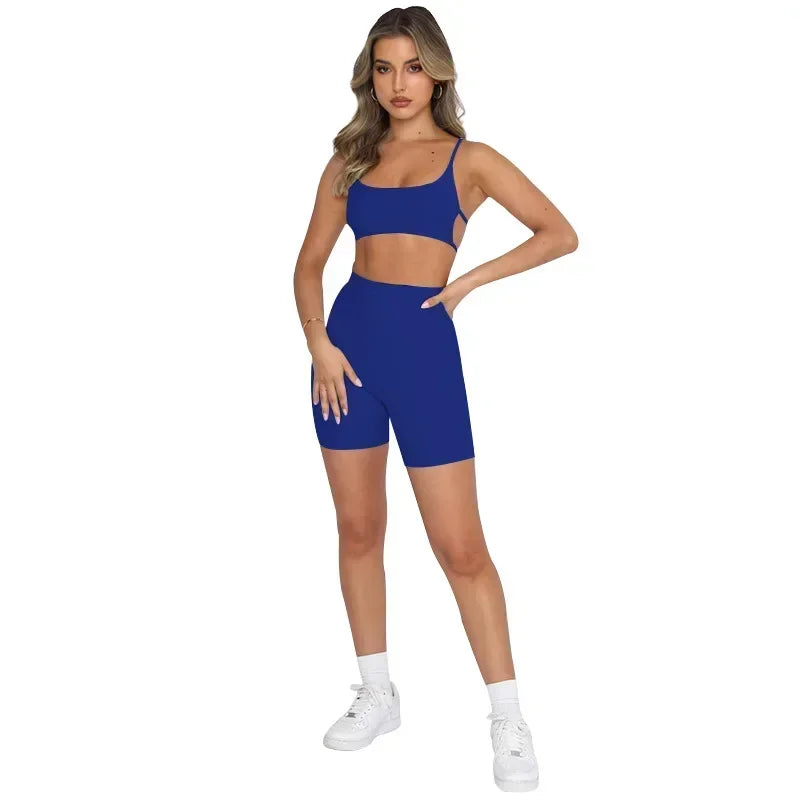 Summer new style halter top women's fashionable sports shorts set