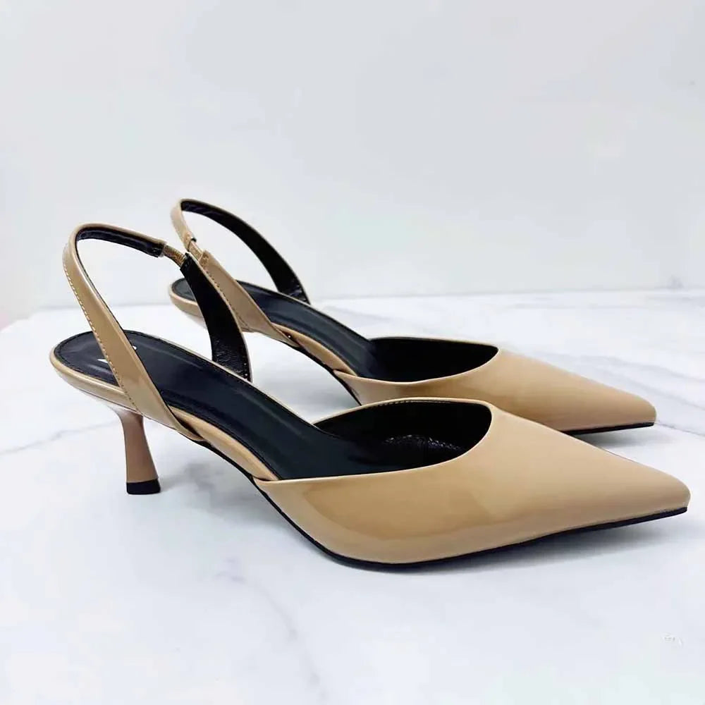 M New High-heeled Sandals for Women's Shoes, Pointed Shallow-mouthed Baotou Back-empty Fashion High-heeled Sandals.