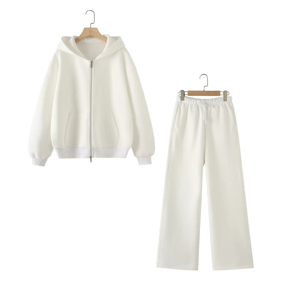 Ladies' new fashion zipper decoration loose cotton blend hooded sweatshirt Retro long sleeved pocket women's pullover chic top