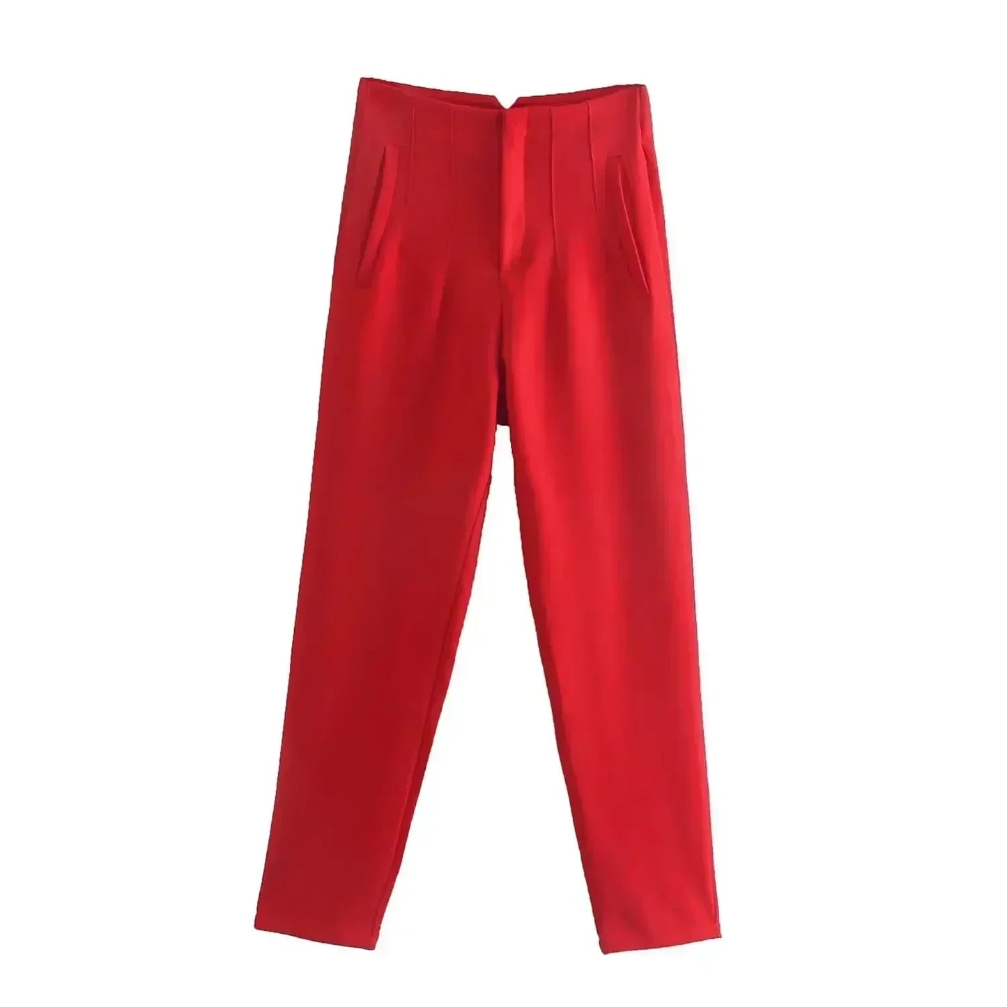 Women's Summer New Chic Fashion Side Pocket Decoration Casual Striped Pants Retro High Rope Zipper Women's Ankle Pants Mujer