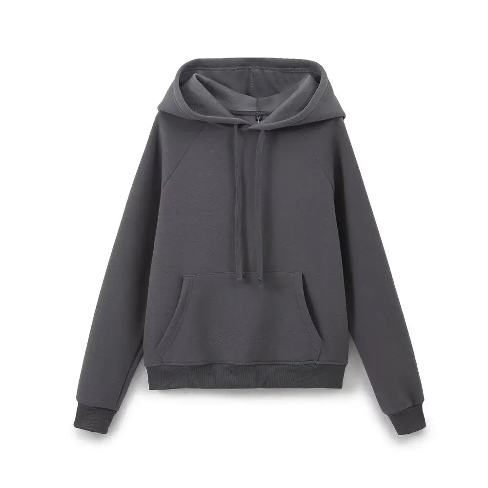 Ladies' new fashion washed effect loose basic style hooded sweatshirt Vintage long sleeved side pocket women's pullover chic top