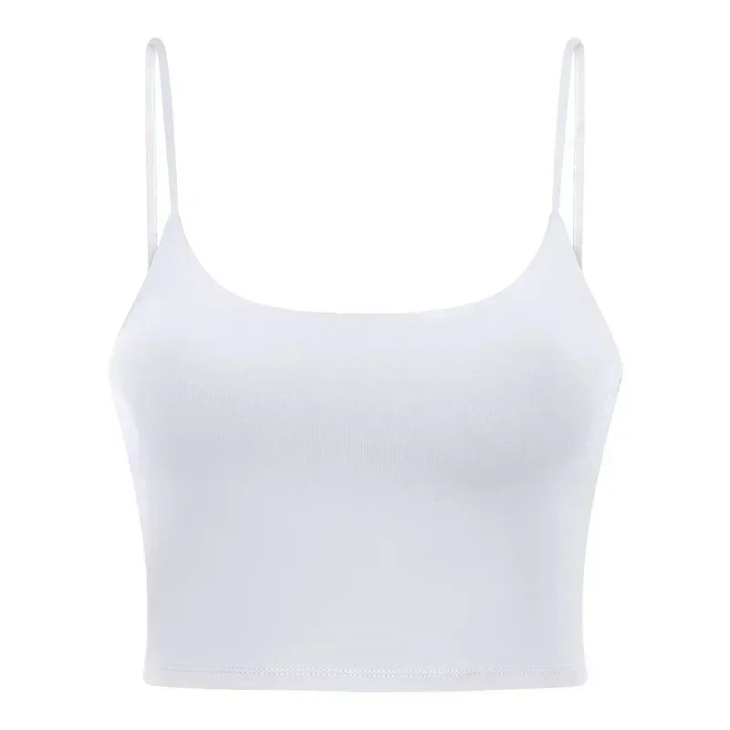Summer New Sports Yoga Vest Women With Chest Pad Thin Belt Back Fitness Top Sling Yoga Clothes.