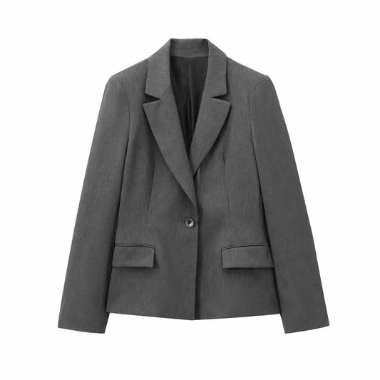 Ladies' new fashion with shoulder pads flip decoration slim single breasted suit Coat retro long sleeved women's Coat chic top