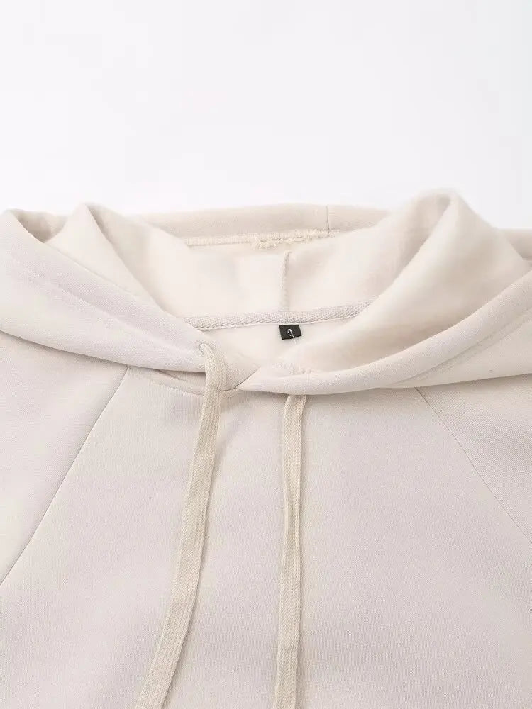Ladies' new fashion washed effect loose basic style hooded sweatshirt Vintage long sleeved side pocket women's pullover chic top