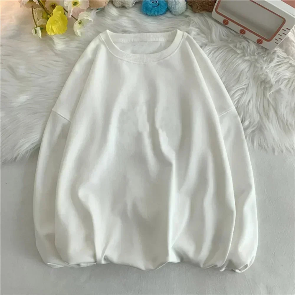 Spring and autumn warm small sweater round neck loose sportswear men and women with casual tops.