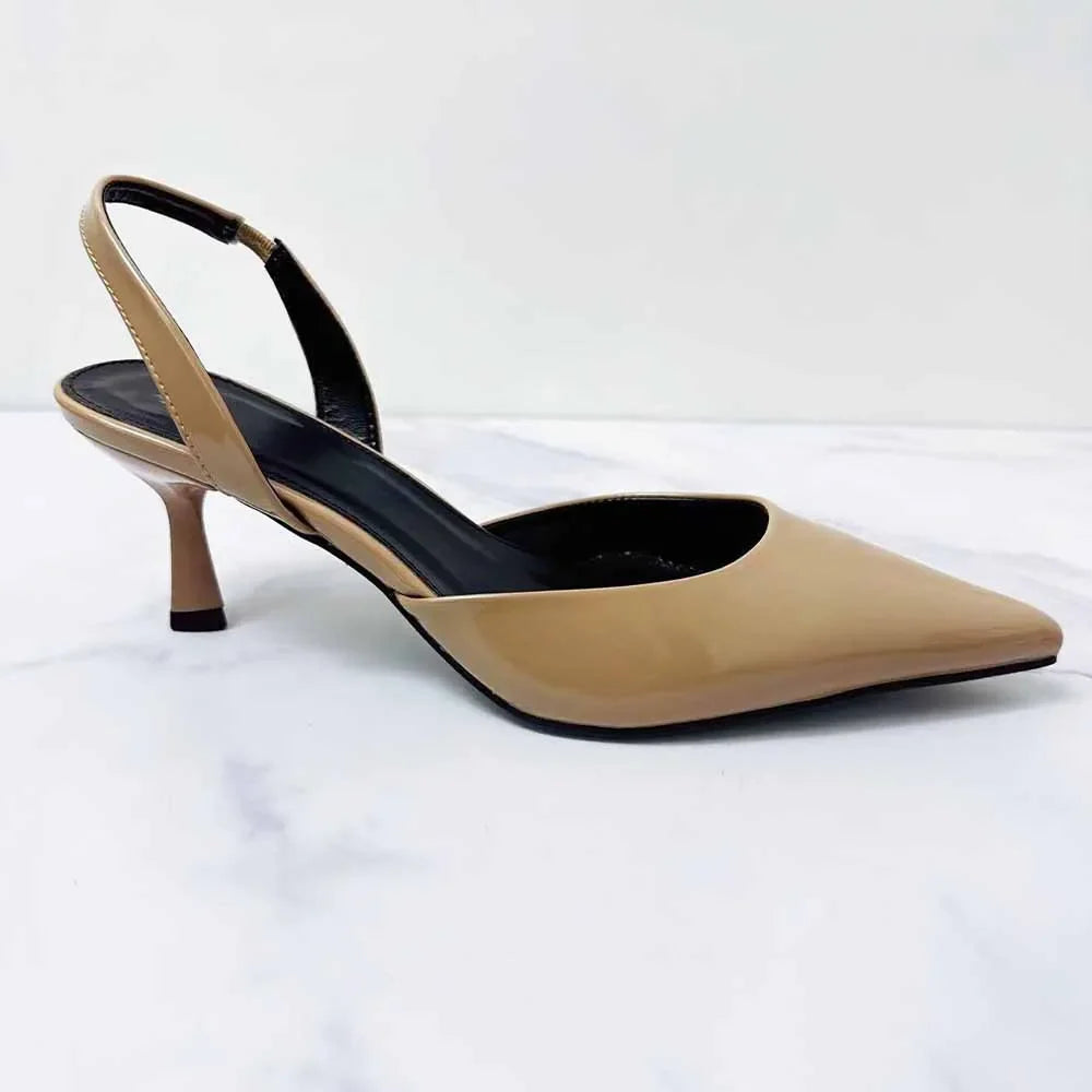 M New High-heeled Sandals for Women's Shoes, Pointed Shallow-mouthed Baotou Back-empty Fashion High-heeled Sandals.