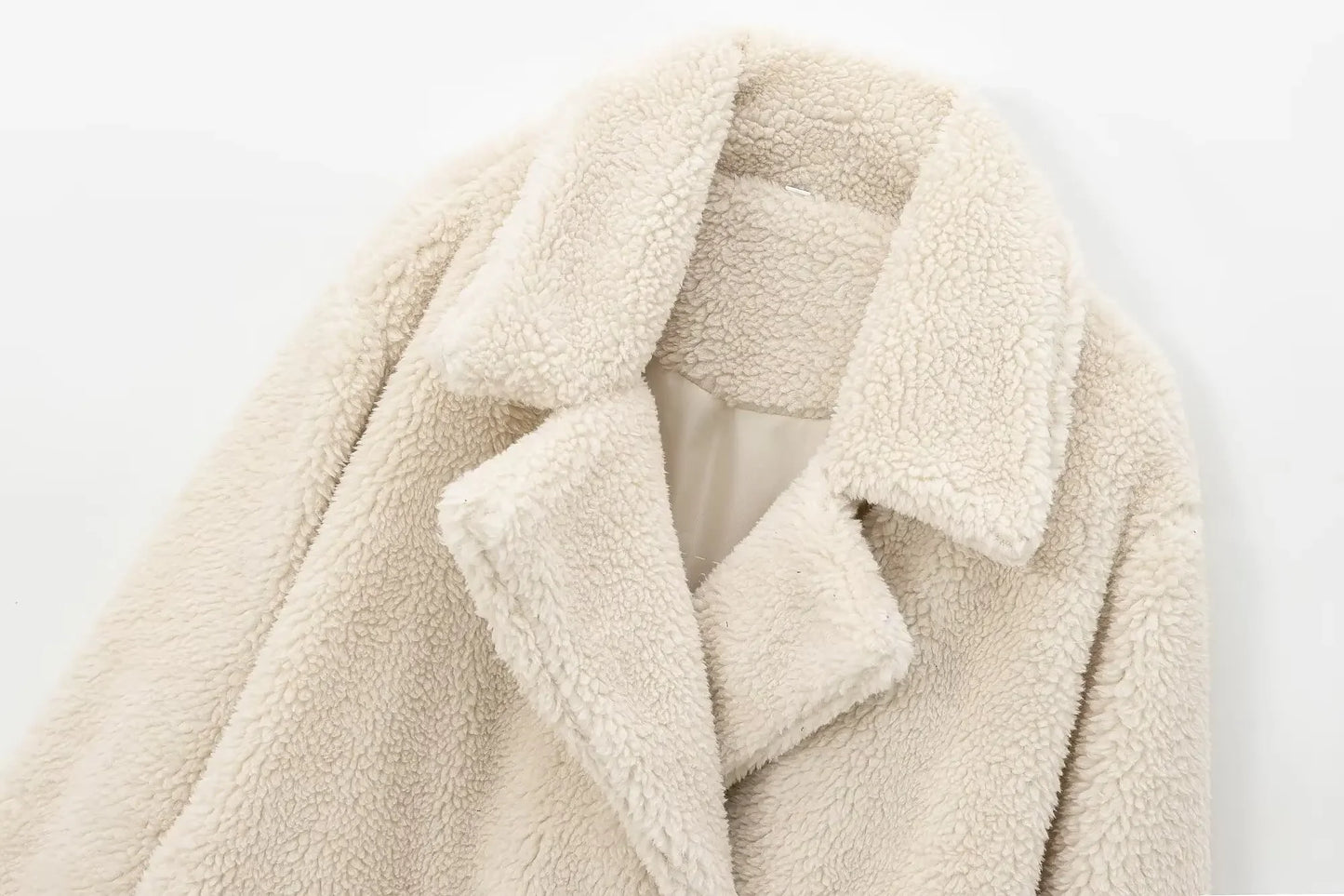 Women's Winter Fashion faux fur effect loose Side pockets warm woolen coat retro long sleeved button up women's coat chic top