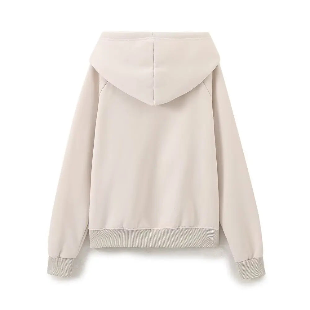 Ladies' new fashion washed effect loose basic style hooded sweatshirt Vintage long sleeved side pocket women's pullover chic top