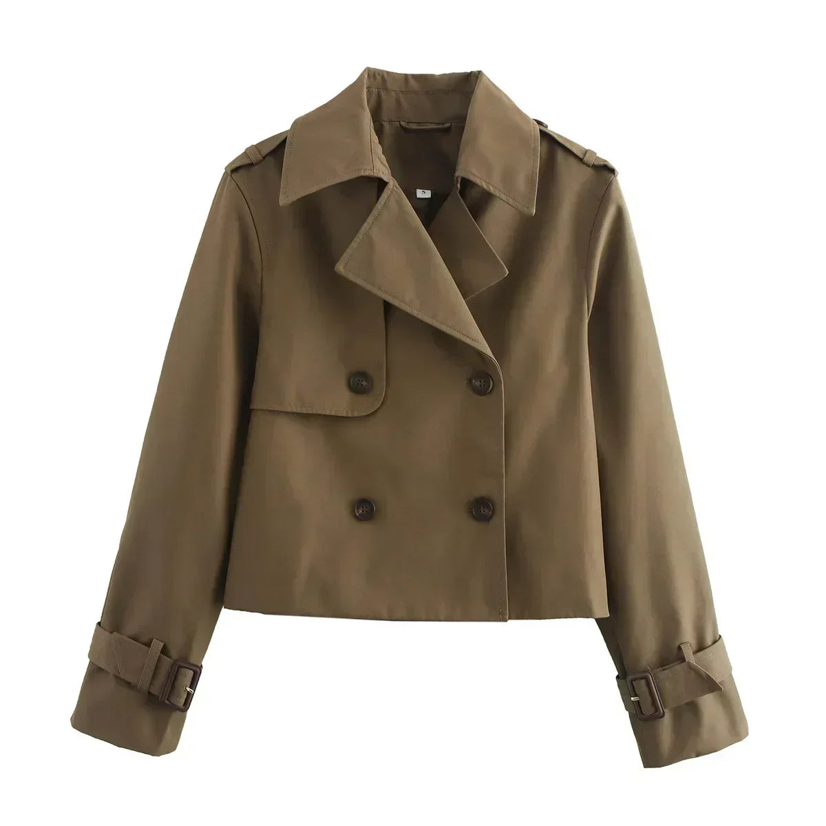 Women's multi-color new fashion loose short casual double breasted windbreaker coat retro long sleeved women's coat