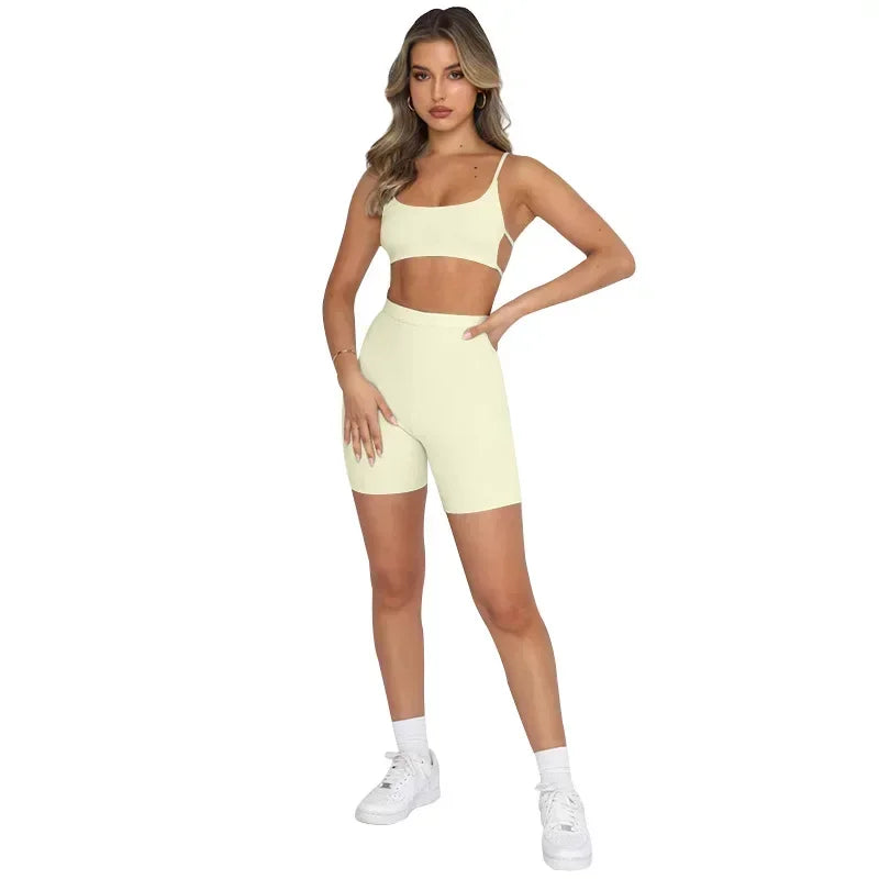 Summer new style halter top women's fashionable sports shorts set