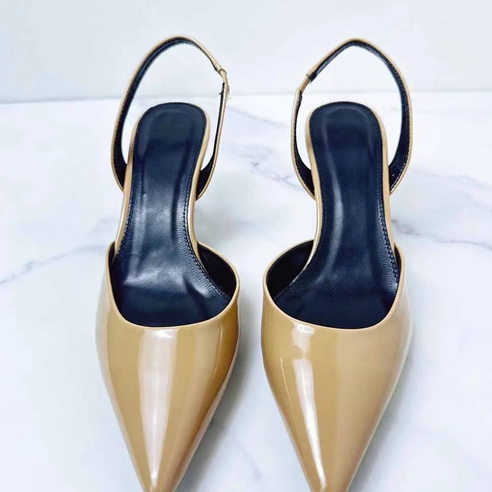 M New High-heeled Sandals for Women's Shoes, Pointed Shallow-mouthed Baotou Back-empty Fashion High-heeled Sandals.