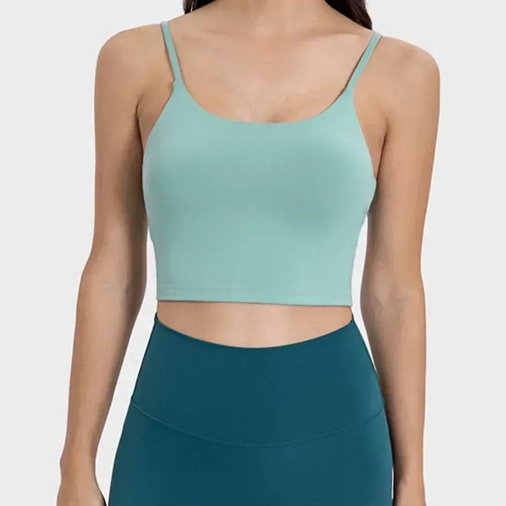 Summer New Sports Yoga Vest Women With Chest Pad Thin Belt Back Fitness Top Sling Yoga Clothes.