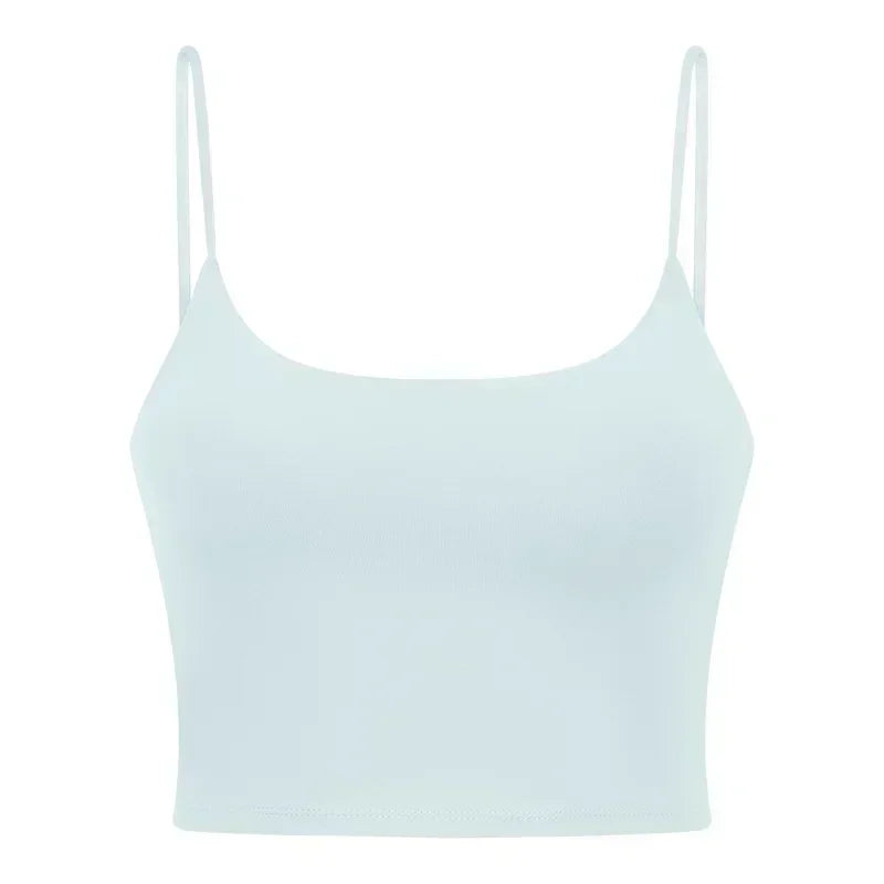 Summer New Sports Yoga Vest Women With Chest Pad Thin Belt Back Fitness Top Sling Yoga Clothes.