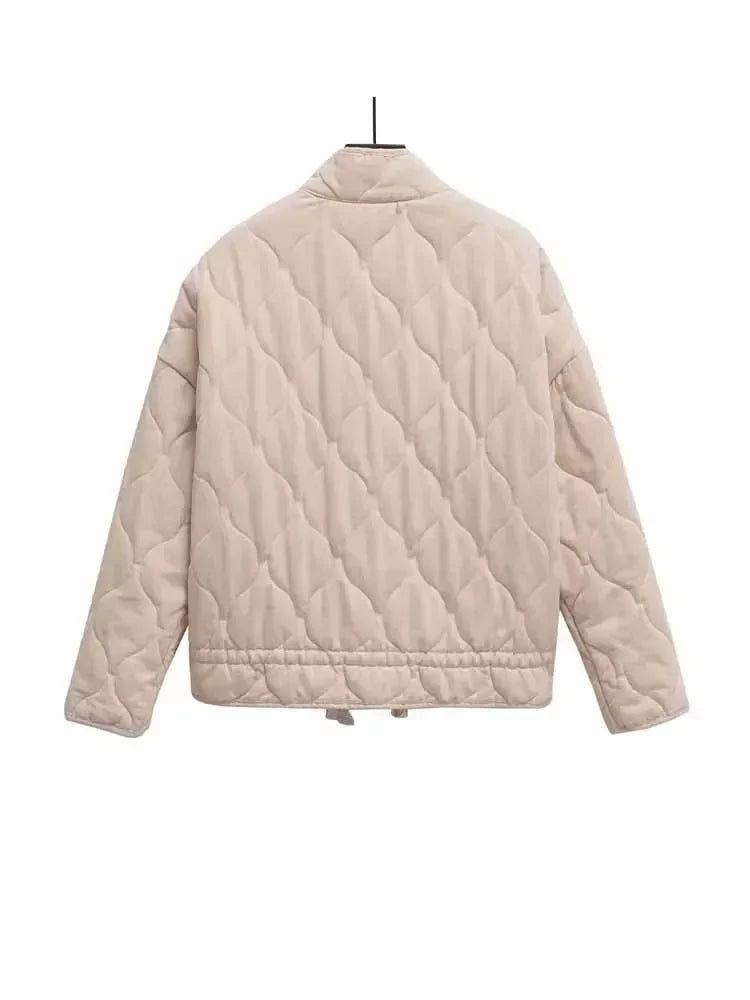 Women's 2024 New Fashion Large Pocket Decoration Loose Warm Washed Cotton Coat Retro Long Sleeve Zipper Women's Coat