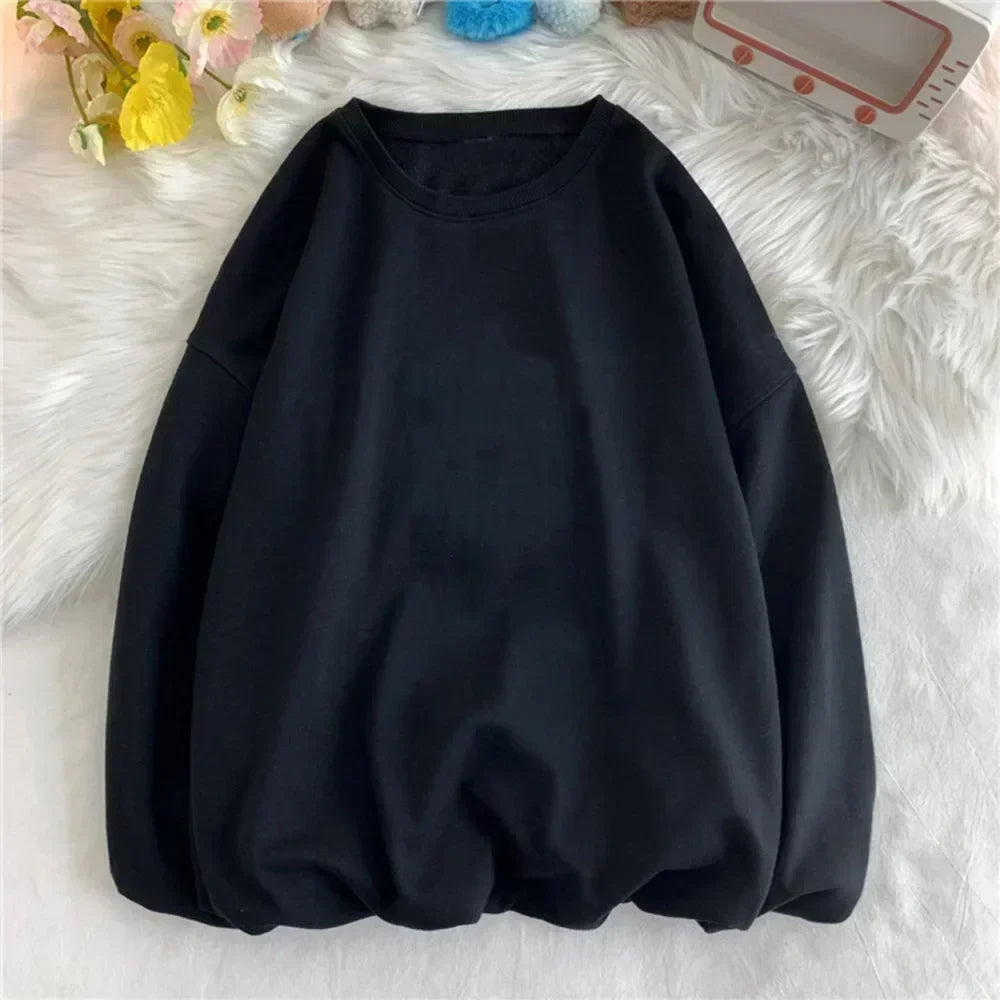 Spring and autumn warm small sweater round neck loose sportswear men and women with casual tops.