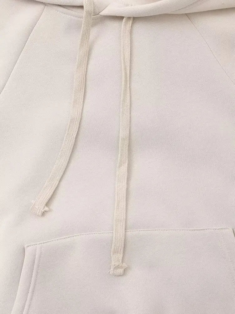 Ladies' new fashion washed effect loose basic style hooded sweatshirt Vintage long sleeved side pocket women's pullover chic top