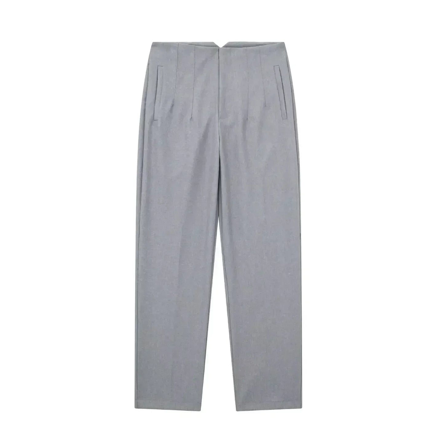 Women's Summer New Chic Fashion Side Pocket Decoration Casual Striped Pants Retro High Rope Zipper Women's Ankle Pants Mujer