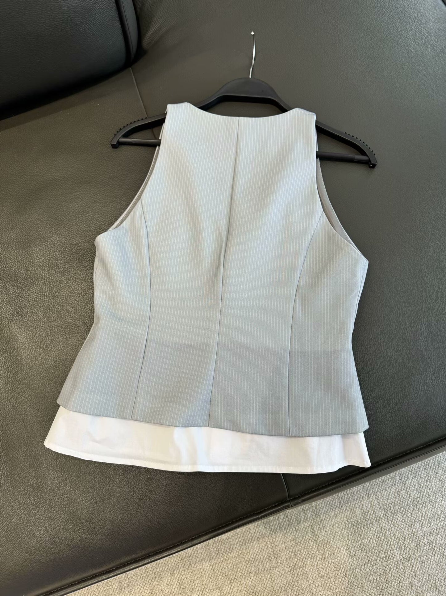 Women's new fashion casual slim single breasted patchwork striped vest coat retro V Neck sleeveless women's vest chic top