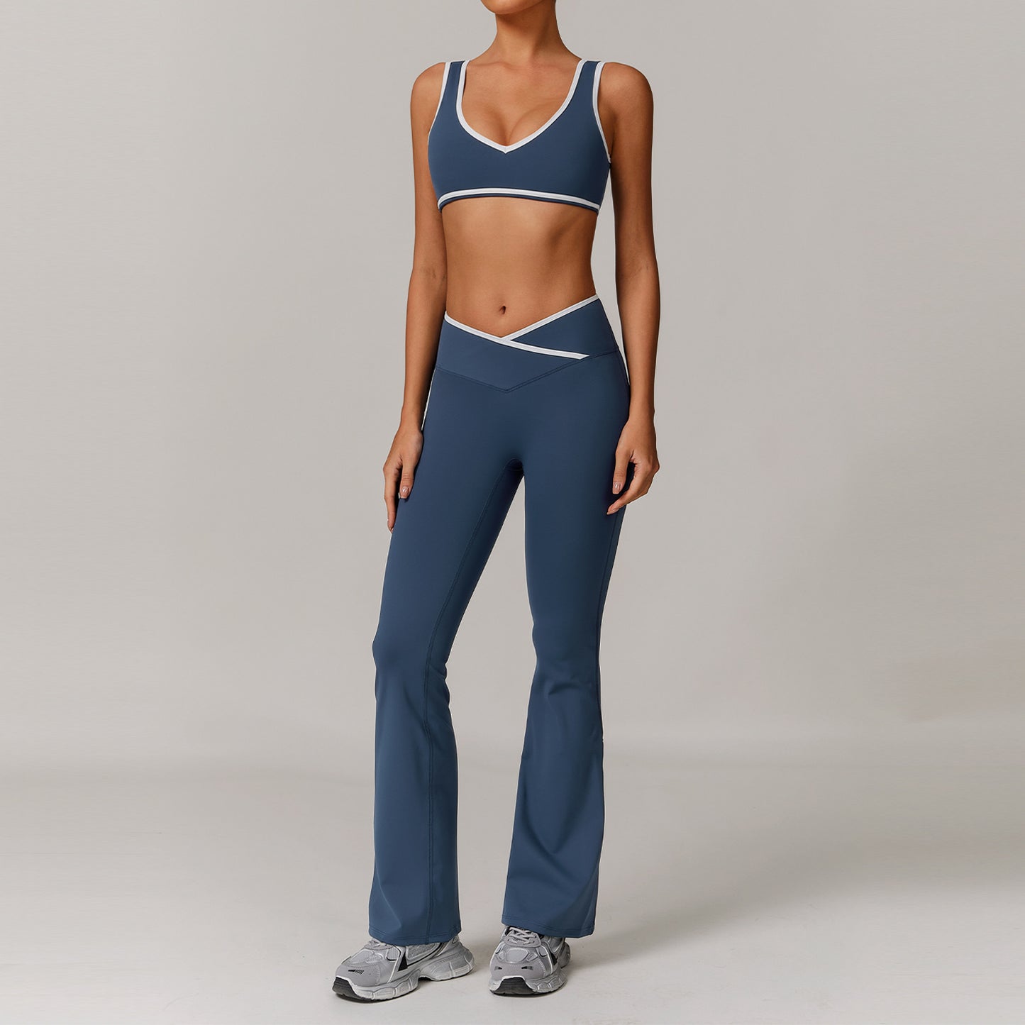 Women's New Cross-waist Sports Suit Female Contrast Backless Tight Nude Yoga Suit Running Fitness Yoga Suit