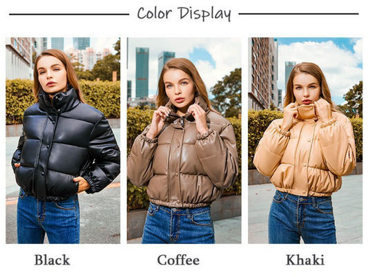 New arrival women's urban casual imitation leather cotton jacket
