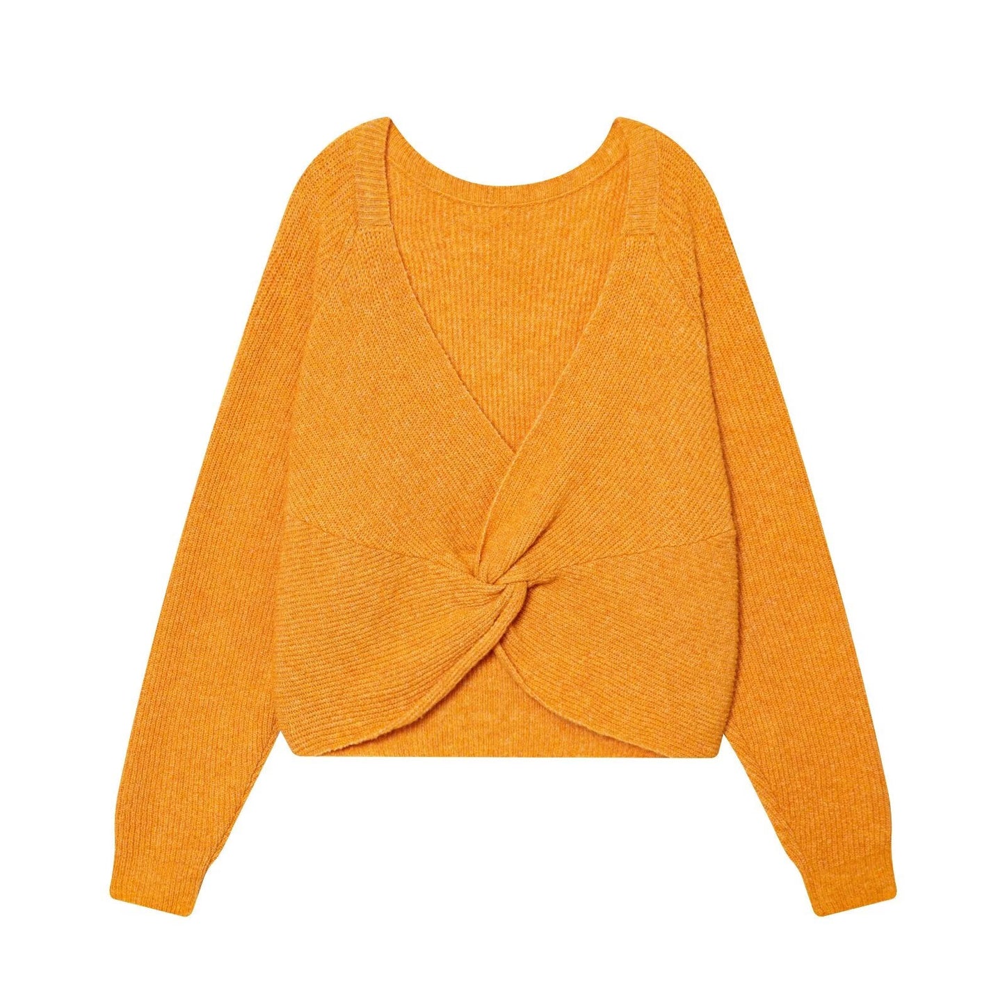 Women's back knot decoration short knitted sweater