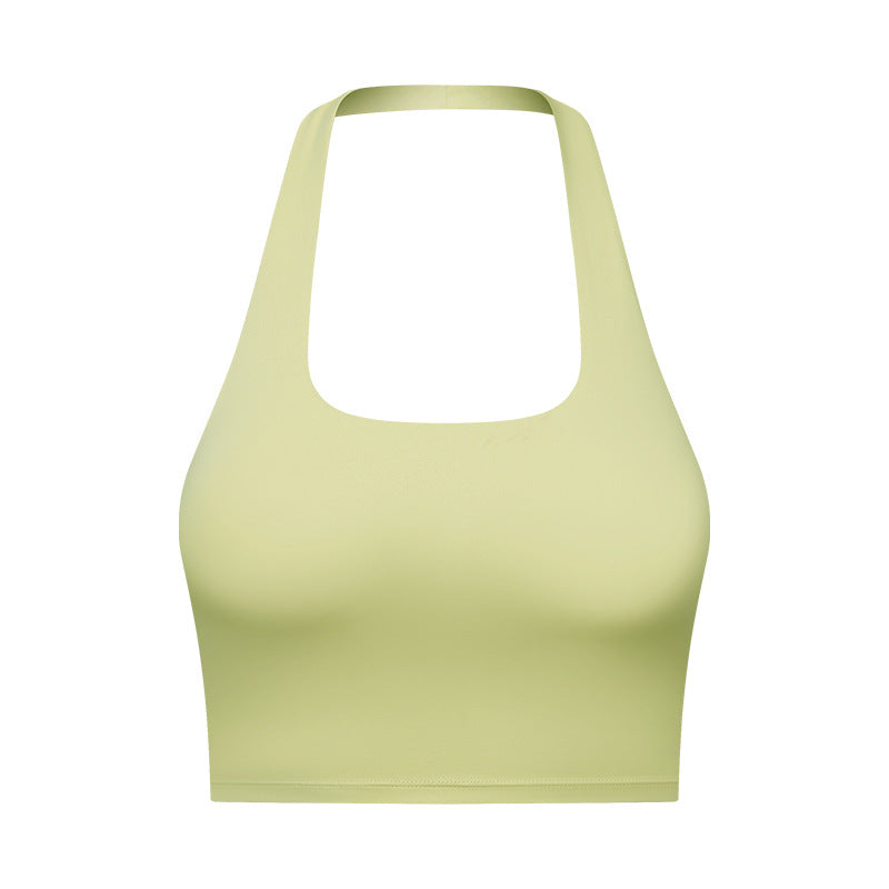 Women's Fashion Hanging Neck Tube Top Type Beautiful Back Sports Bra Folding Movement Bra