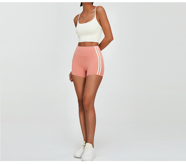 Women's New Suit Sports Bra Cross Vest Yoga Quick-drying Fitness Clothes+high Waist Tight Exercise Hip Yoga Shorts.