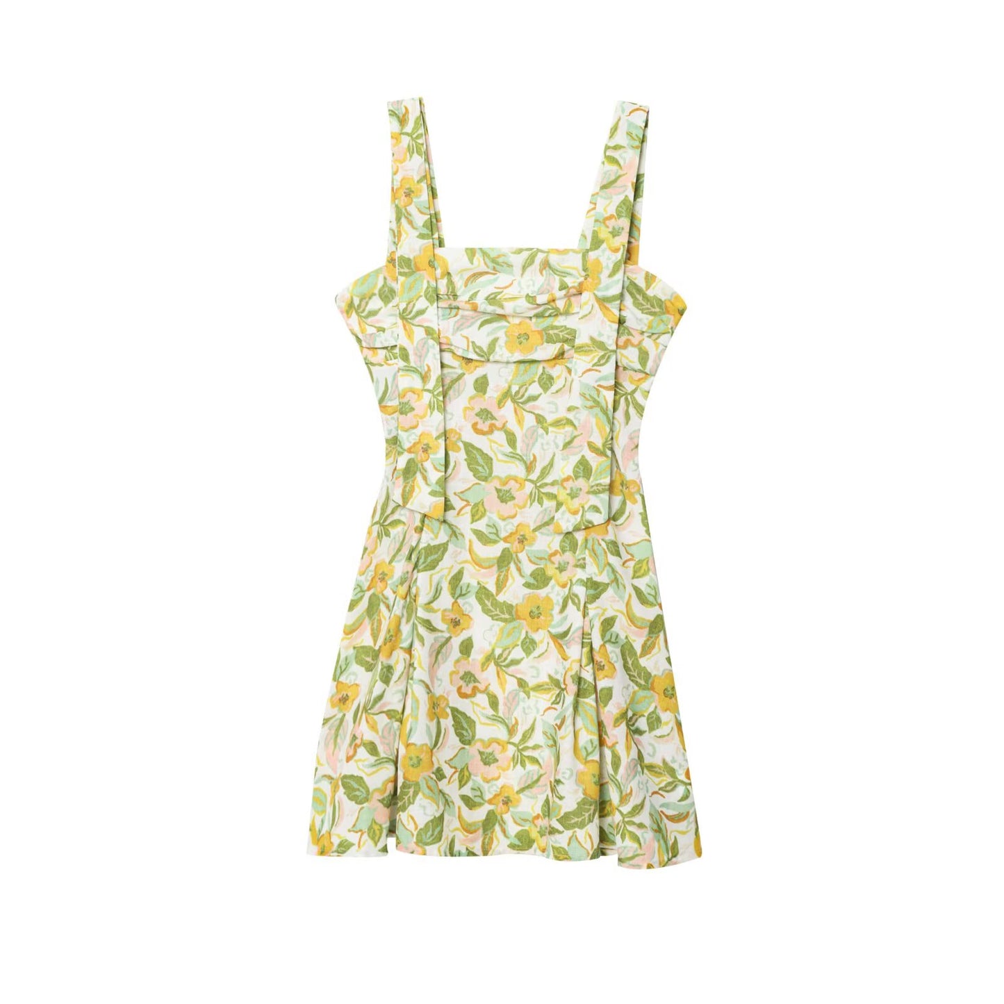 Women's Summer Fashion Printed Linen Blended Mini Dress