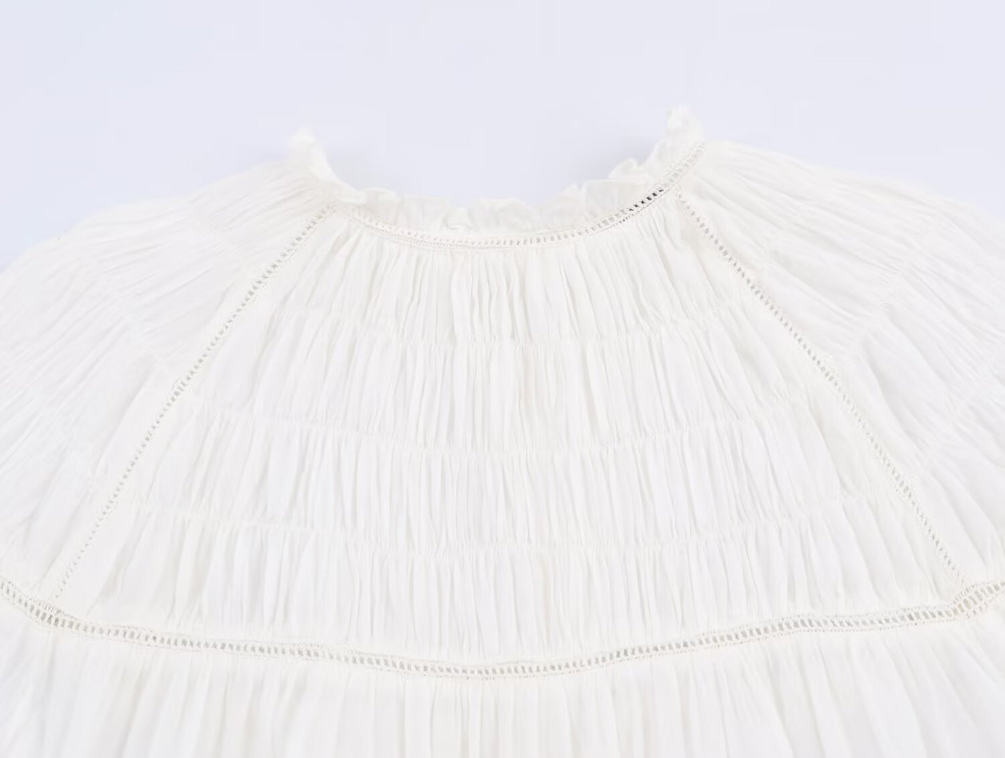 Women's embroidery decoration loose pleated shirt