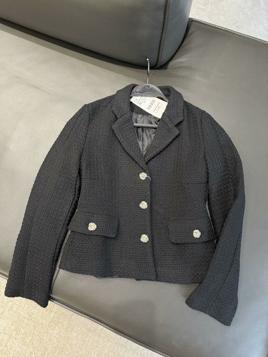Women's new Fashion flip pocket decoration slim casual single breasted texture suit coat retro long sleeved women's coat chic top